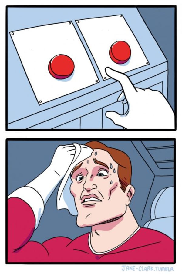 Two Buttons meme about Dermalogica